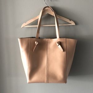 Tan Brown Knot Tote Bag Inside Pouch Snap Closure
